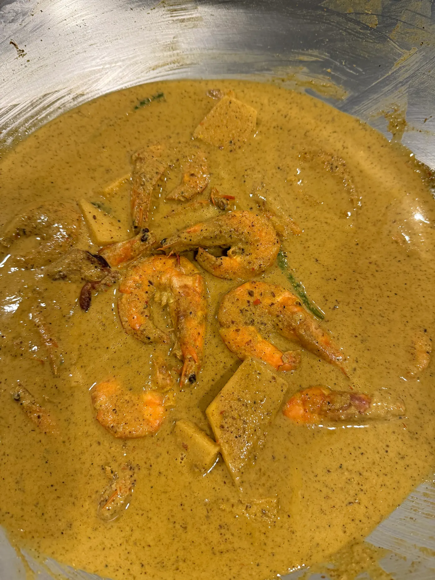 Lauk Umbut Kelapa Masak Rempah Bersama Udang